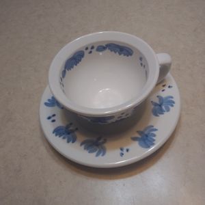 Hand painted teacup&saucer by Tabletops Unlimited